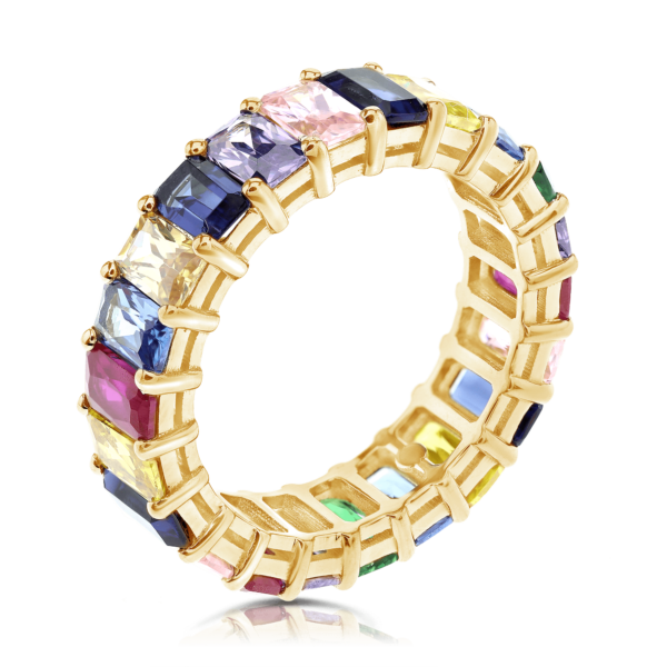 טבעת איטרנטי זהב 14K לבן, צהוב או ורוד , משובצת יהלומים ואבני חן.