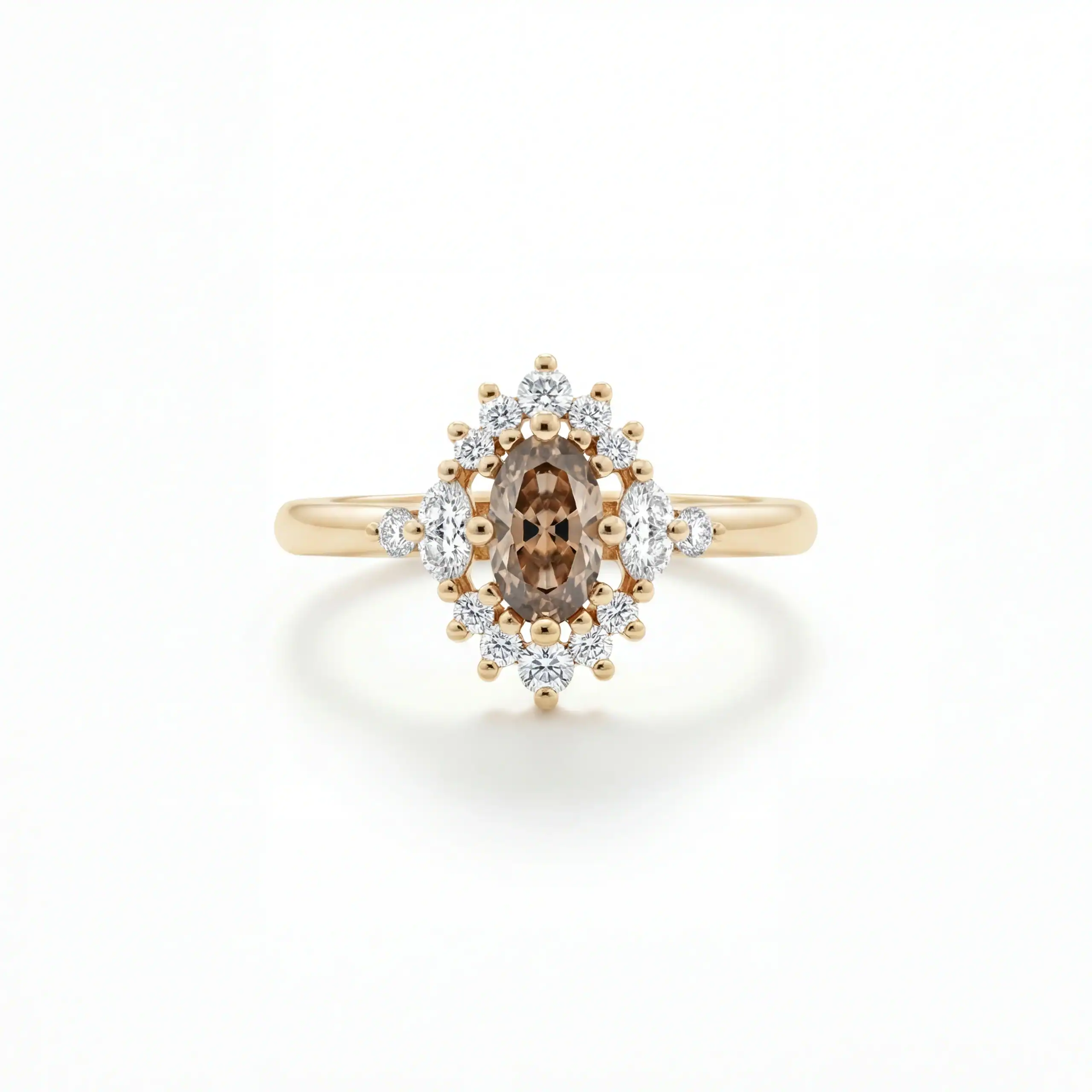 טבעת אבן חן סמוק טופז ויהלומים