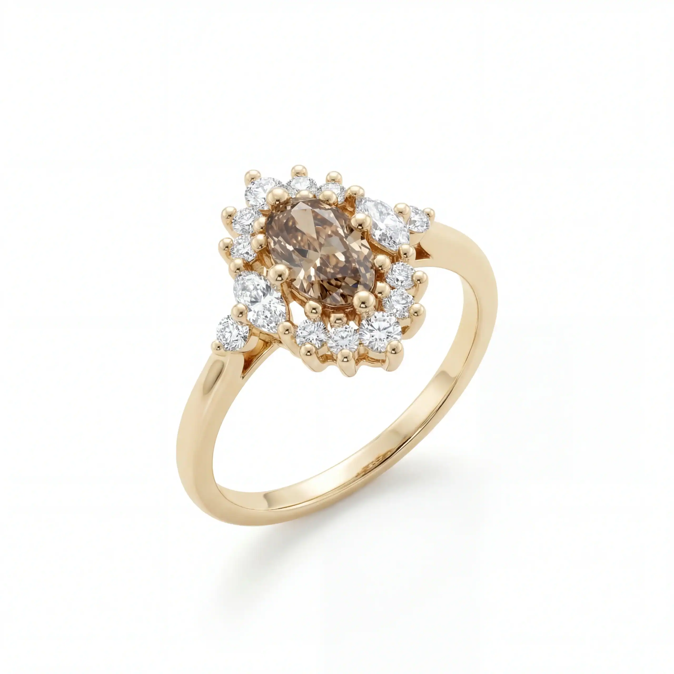 טבעת אבן חן סמוק טופז ויהלומים