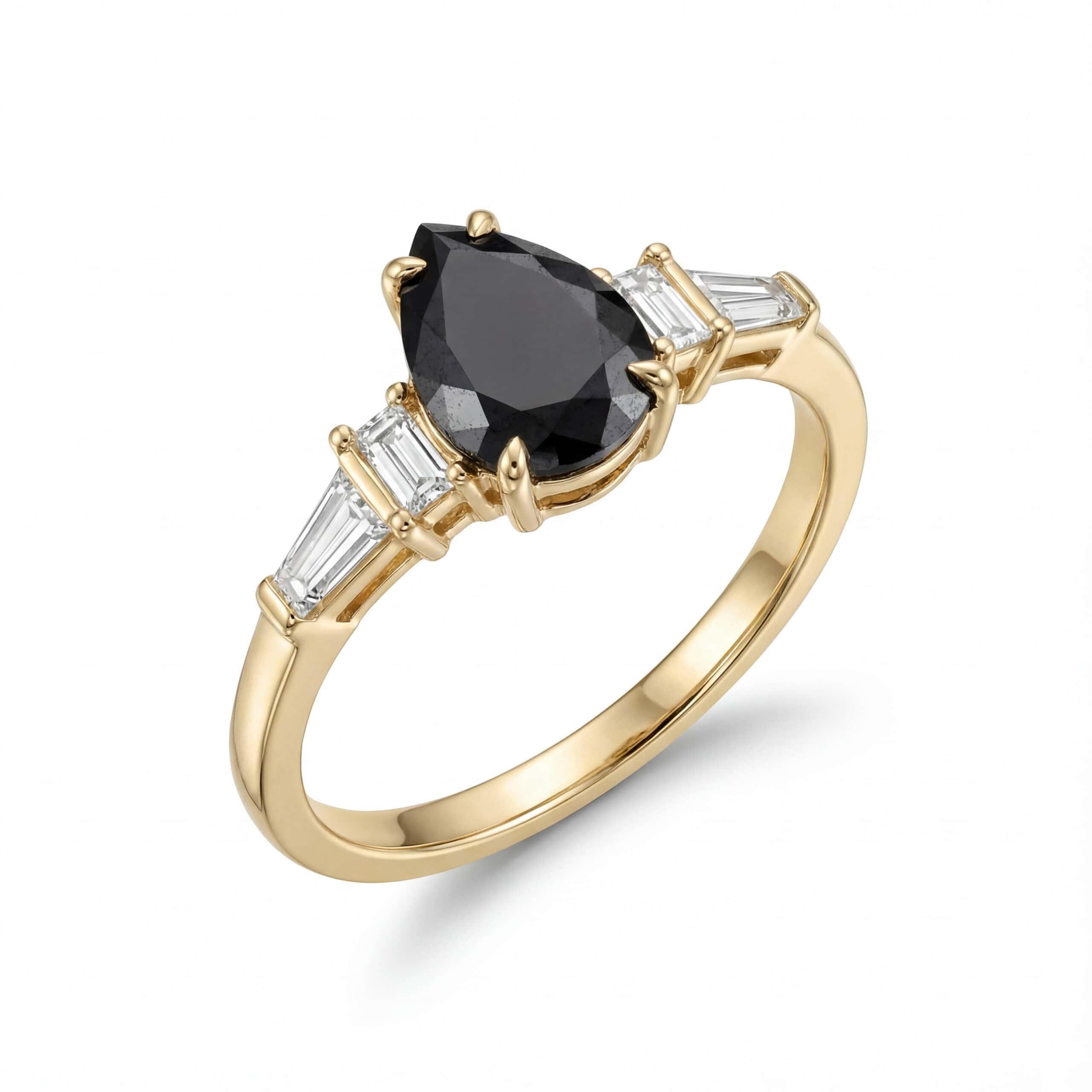 טבעת טיפה שחורה בצורת טיפה