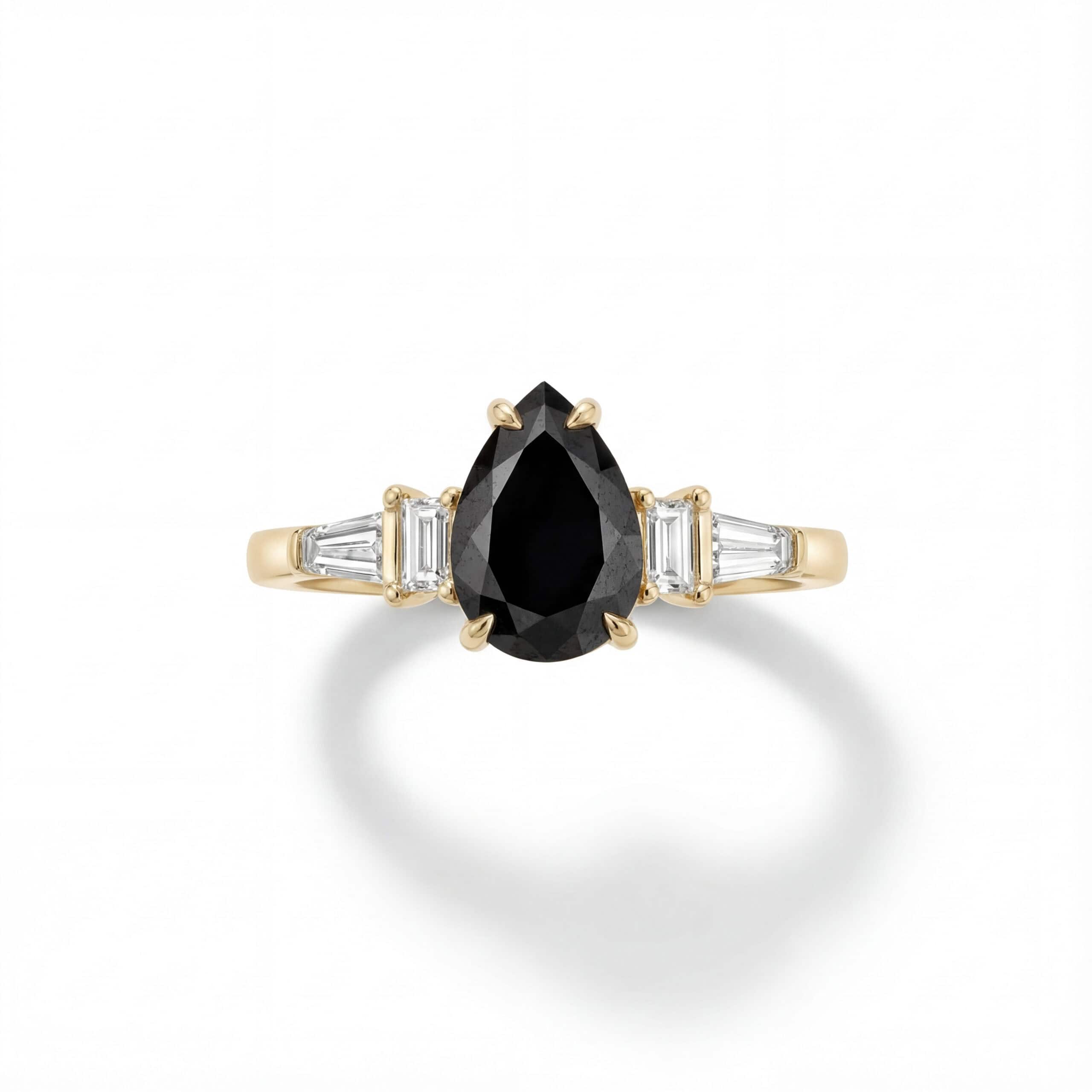 טבעת טיפה שחורה עם יהלומים - Beti – תמונה 2